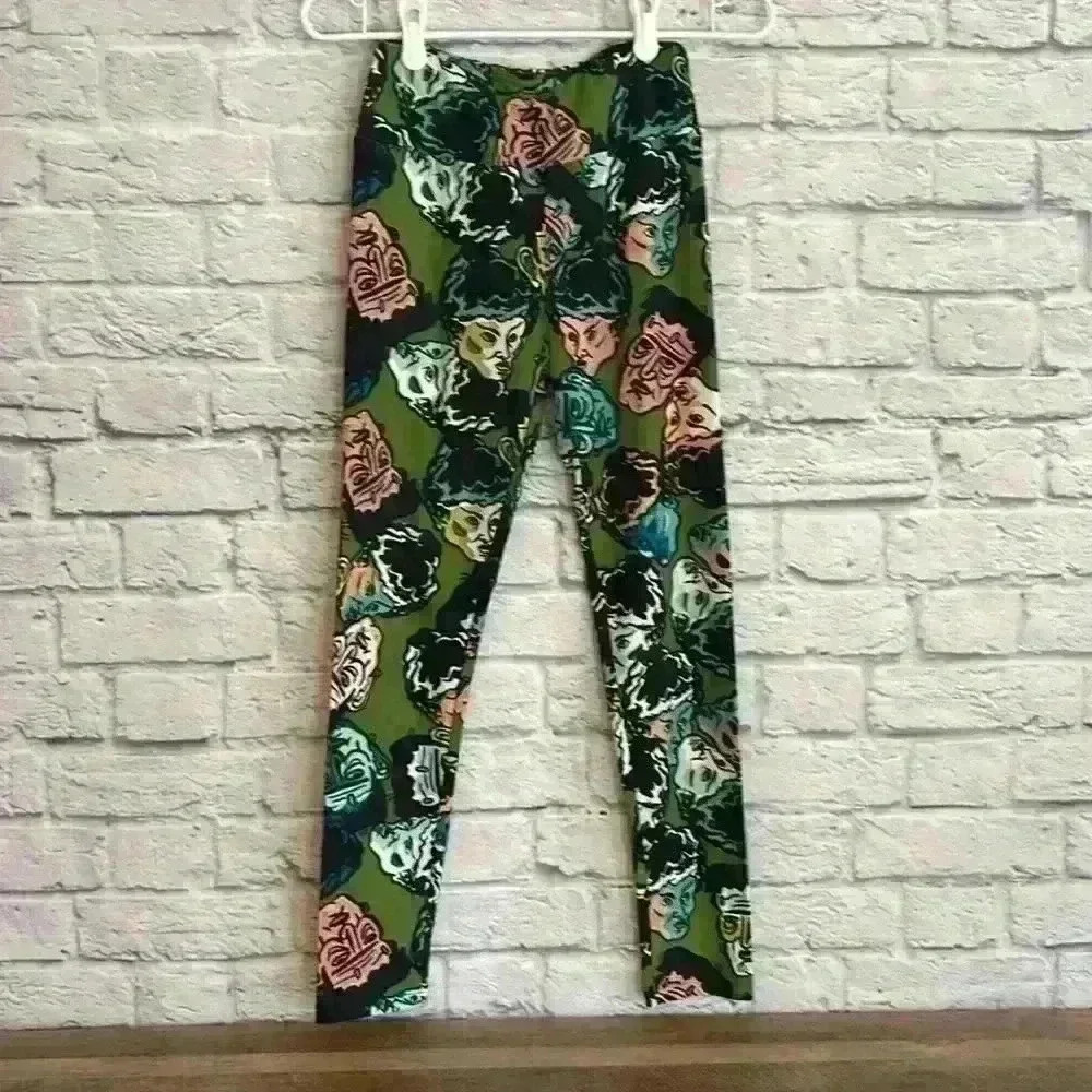 LulaRoe Women's leggings Frankenstein Head Halloween One Size